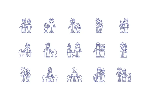 Isolated family cartoons icon set vector design — Stok Vektör
