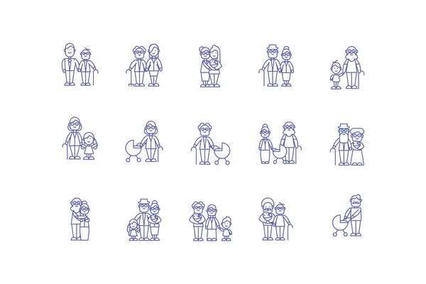 Isolated family cartoons icon set vector design — ストックベクタ