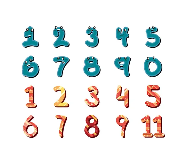 Numéros de dessins animés isolés set vectoriel design — Image vectorielle