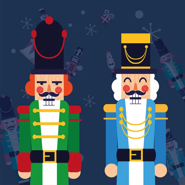 Feliz Navidad nutcrackers vector de diseño — Archivo Imágenes Vectoriales