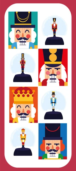 Feliz Navidad nutcrackers vector de diseño — Vector de stock