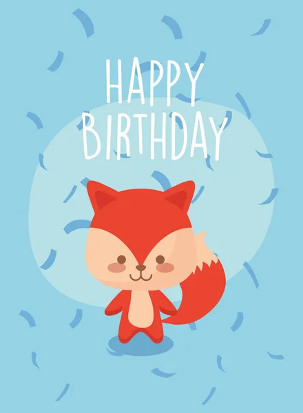 Dibujos animados de zorro y feliz cumpleaños vector de diseño — Vector de stock