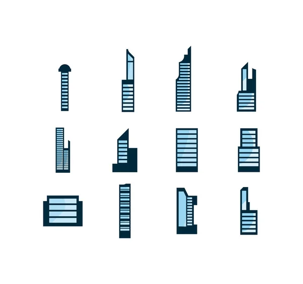 Izolované městské budovy nastaveny vektorový design — Stockový vektor