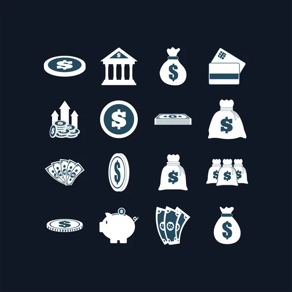 Isolé icône de l'argent set vectoriel design — Image vectorielle