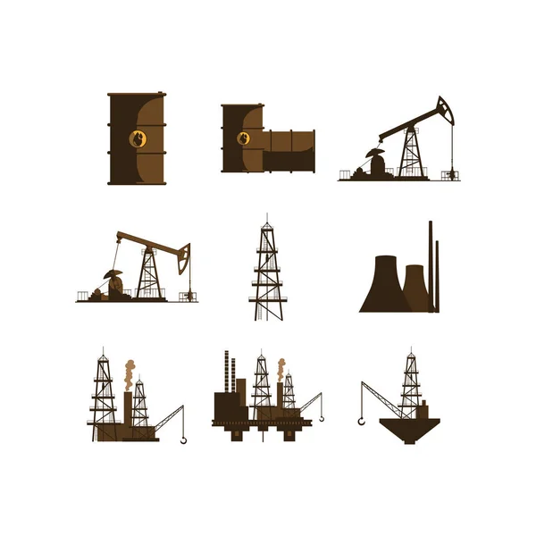 Isolado indústria de petróleo ícone conjunto vetor design —  Vetores de Stock