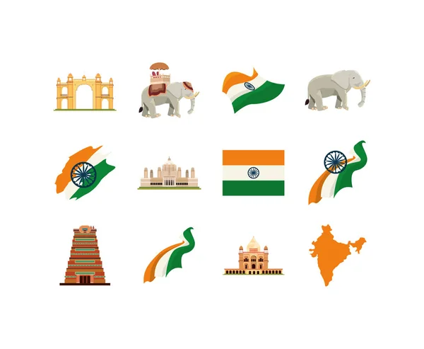 Geïsoleerde indische pictogram set vector ontwerp — Stockvector