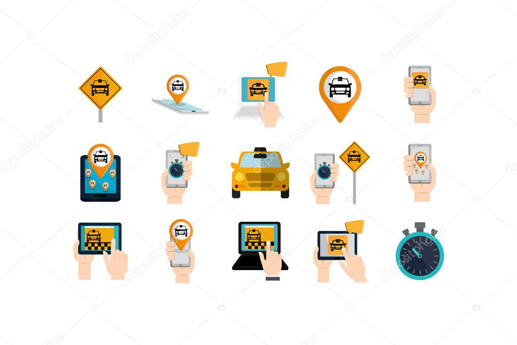 Isolated taxis icon set vector design