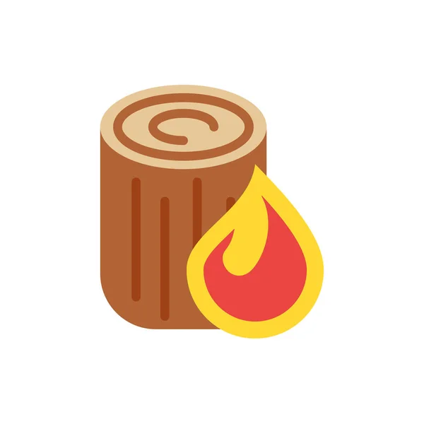 Conception isolée de vecteur de flamme et de tronc de bois — Image vectorielle