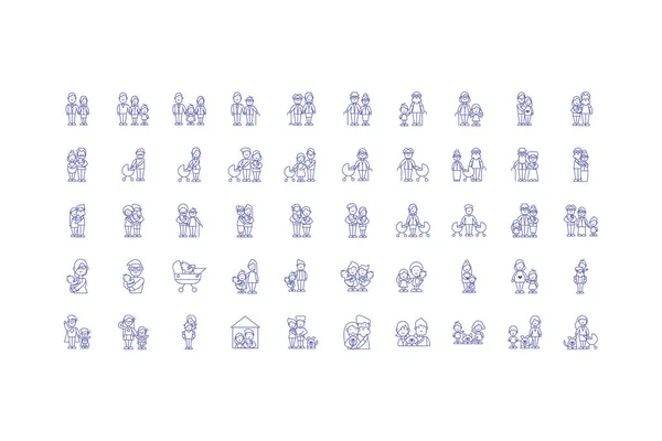 Isolé famille dessins animés icône set vectoriel design — Image vectorielle