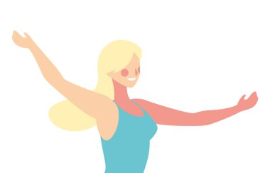 Beyaz arka planda yüzü olmayan genç bir kadın.