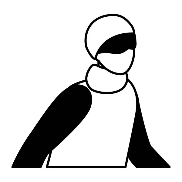 Homme avec des vêtements d'hiver sur fond blanc — Image vectorielle