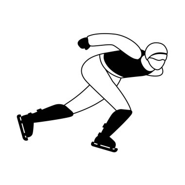 Beyaz arkaplanda hız pateni yapan adam