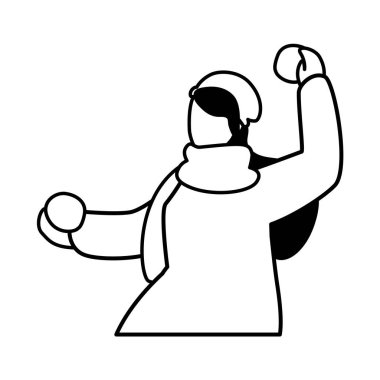 Beyaz arka planda kışlık giysileri olan kadın.