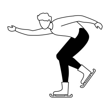 Beyaz arka planda artistik patinaj yapan adam