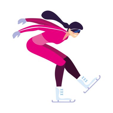 Beyaz arka planda hız pateni yapan kadın