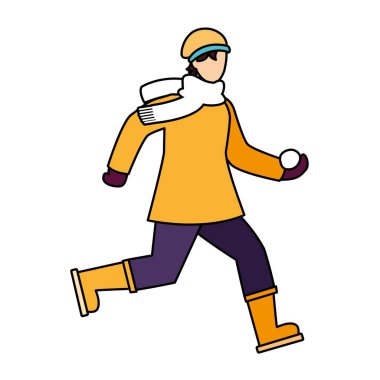 Beyaz arka planda kışlık giysileri olan adam.