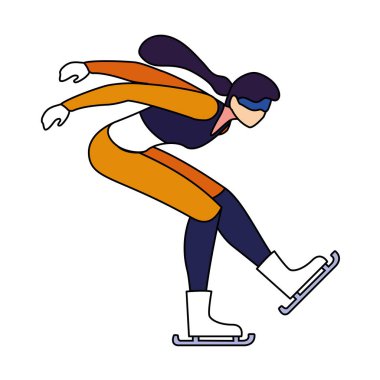 Beyaz arka planda hız pateni yapan kadın