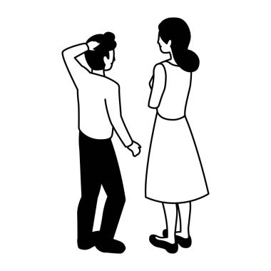 Beyaz arka planda duran insanların iş silueti