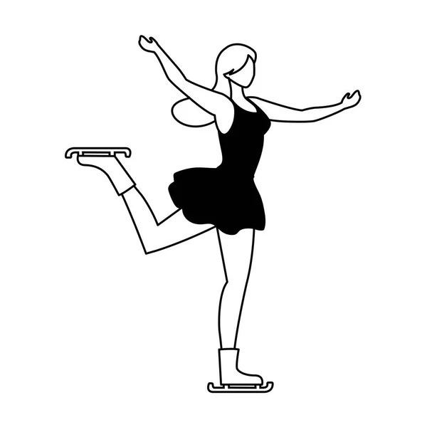 Mujer practicando patinaje artístico sobre fondo blanco — Archivo Imágenes Vectoriales