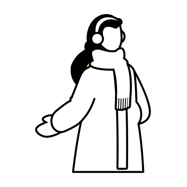 Mujer con ropa de invierno sobre fondo blanco — Vector de stock