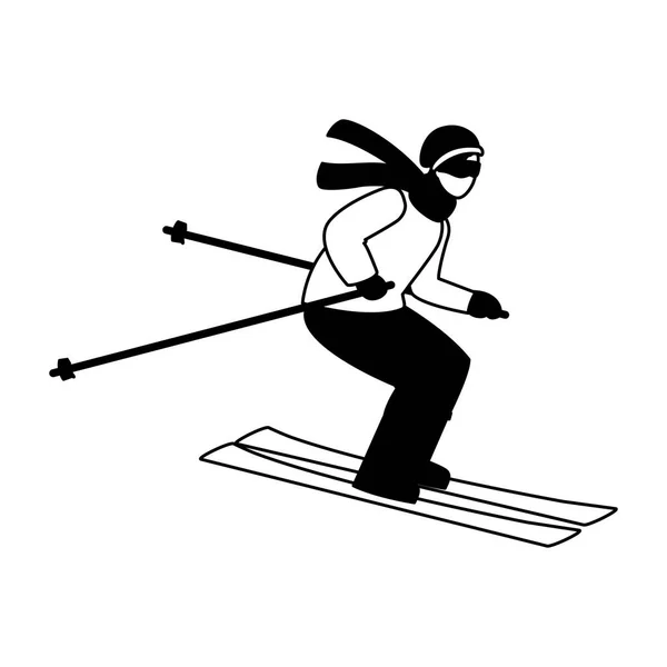 Человек занимается спортом экстремальная зима на белом фоне — стоковый вектор
