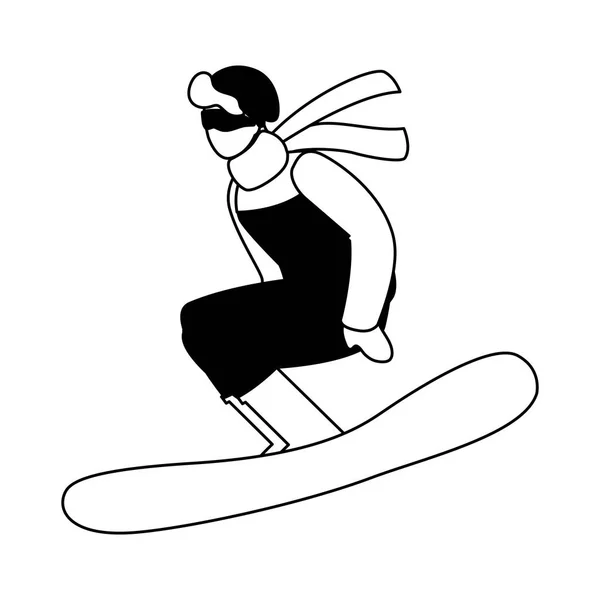 白い背景で極端な冬のスポーツを練習する男 — ストックベクタ