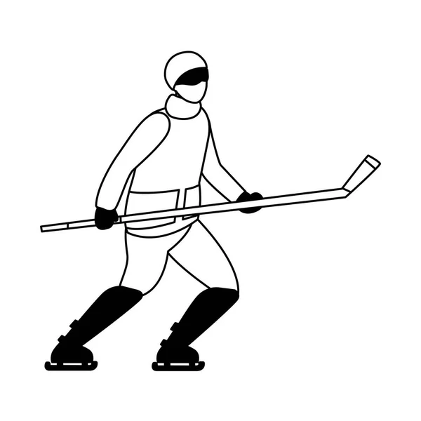 Mężczyzna gra w hokej na lodzie w białym tle — Wektor stockowy