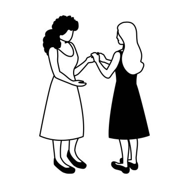 Çeşitli görüşleri, pozları ve jestleri olan iş kadınlarının silueti