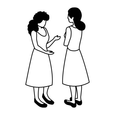 Çeşitli görüşleri, pozları ve jestleri olan iş kadınlarının silueti