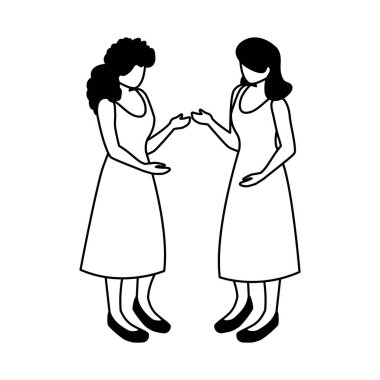 Çeşitli görüşleri, pozları ve jestleri olan iş kadınlarının silueti