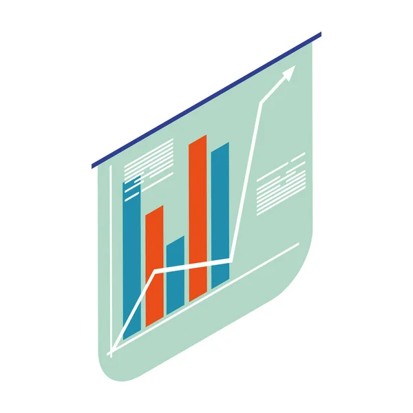 Gráfico de barras con flecha sobre fondo blanco — Vector de stock