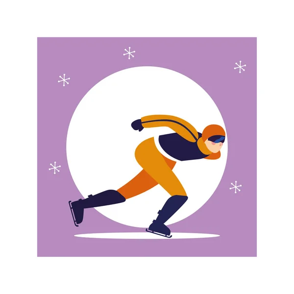Männer Schlittschuhlaufen auf der Eisbahn, Wintersport — Stockvektor