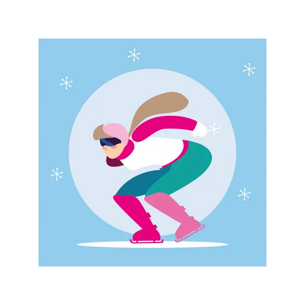 Катание на коньках, зимний спорт — стоковый вектор