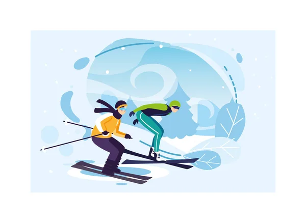 Férfiak gyakorló sport extrém tél — Stock Vector