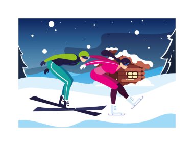 Bir kaç kişi kışın aşırı sporunu yapıyor.