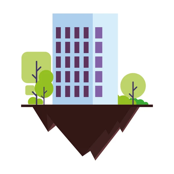 Apartment and office building, urban landscape over terrain — Stock Vector