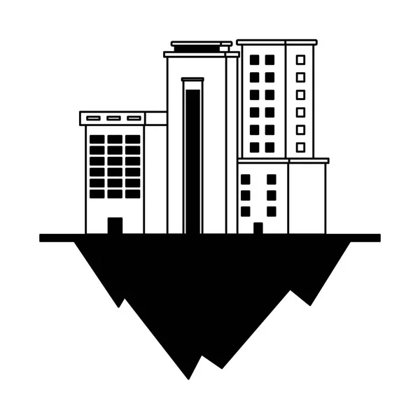 Apartamente și clădiri de birouri peisaj urban peste teren — Vector de stoc