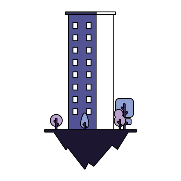 Immeuble d'appartements et de bureaux, paysage urbain sur terrain — Image vectorielle