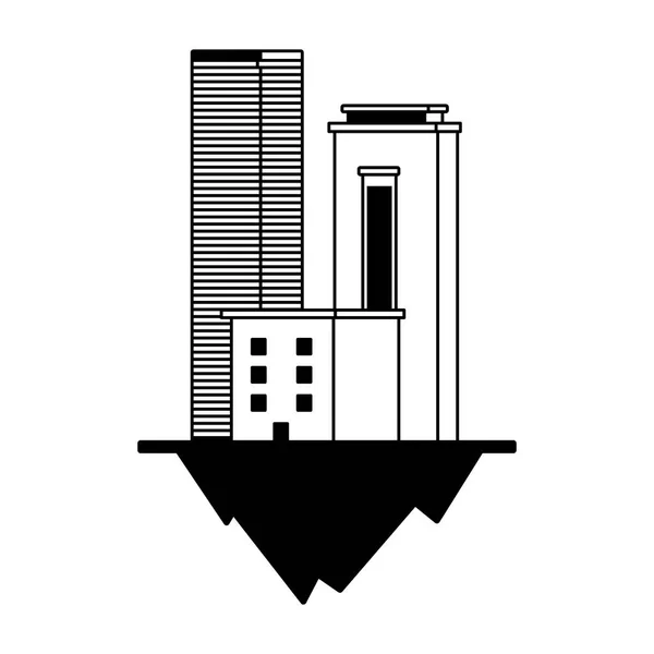 Wohn- und Bürogebäude Stadtlandschaft über Gelände — Stockvektor