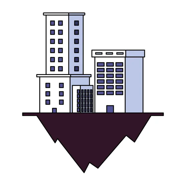 Wohn- und Bürogebäude Stadtlandschaft über Gelände — Stockvektor