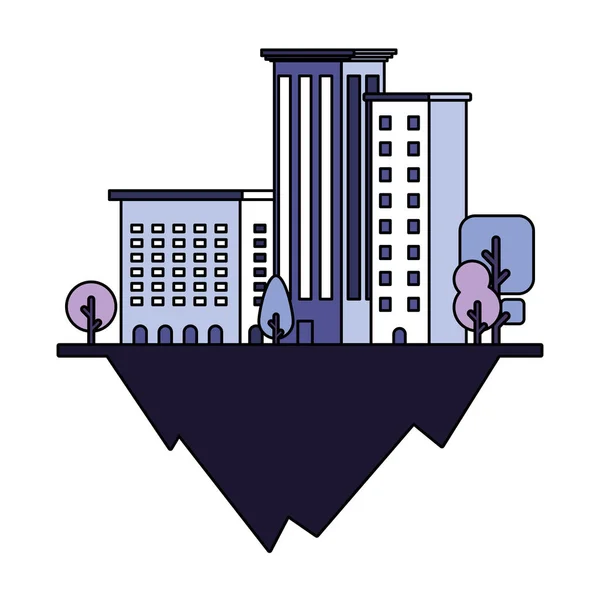 Immeubles d'appartements et de bureaux paysage urbain sur terrain — Image vectorielle