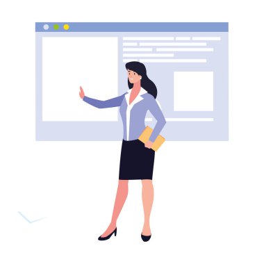 İş yerindeki iş kadını sunum yapıyor.