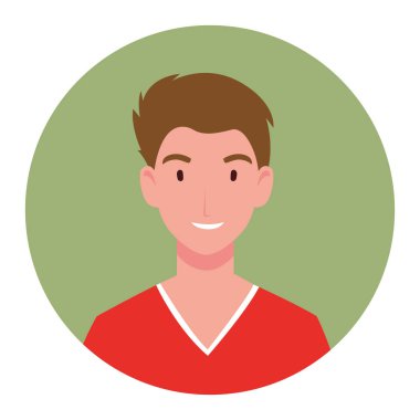 Yeşil arka plan çemberindeki genç adam