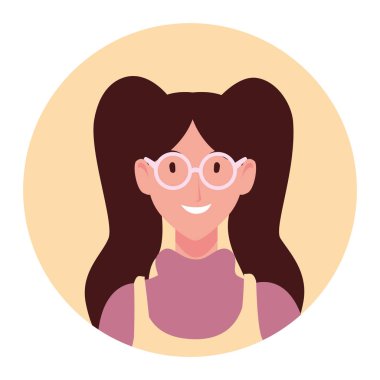 Sarı arka plan çemberindeki genç kadın