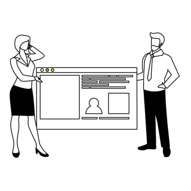 İş yerinde sunum yapan birkaç kişi var.