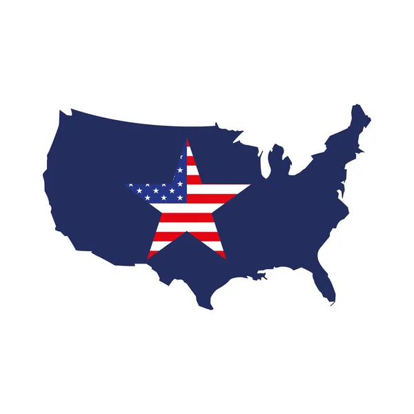 フラグとアメリカ合衆国の地図 — ストックベクタ