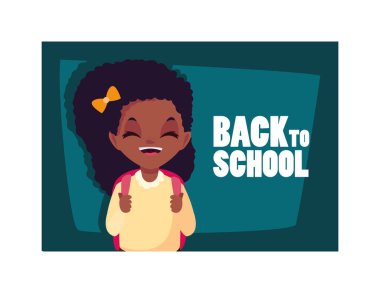 Okul etiketi olan öğrenci kız, okula geri döndü.