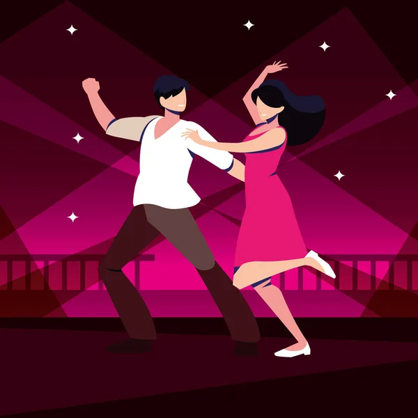 Pareja de personas bailando en discoteca — Archivo Imágenes Vectoriales