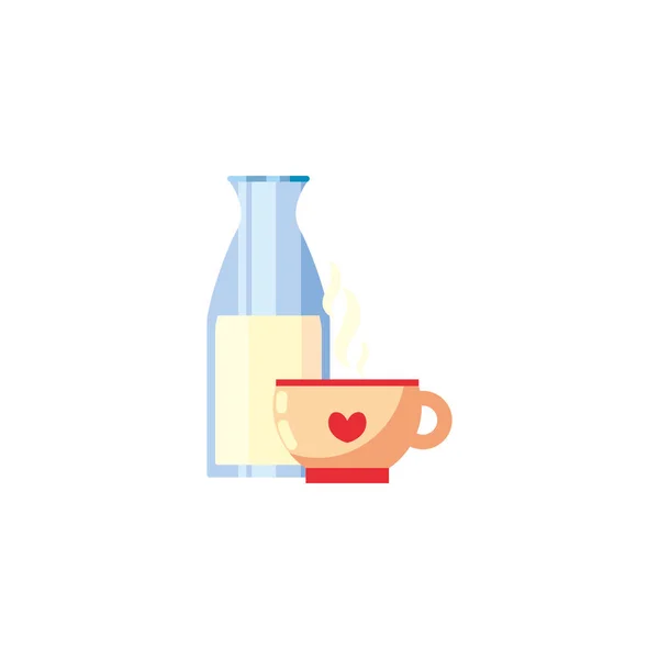 İzole kahve fincanı ve süt şişesi vektör tasarımı — Stok Vektör