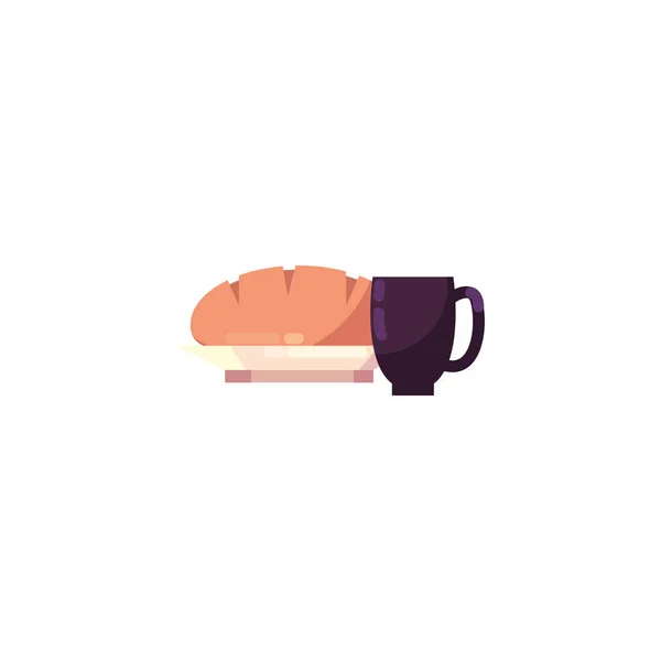 Isolated coffee mug and bread vector design — ストックベクタ